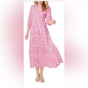 J. McLaughlin Pink Cunningham Linen Blend Maxi Dress